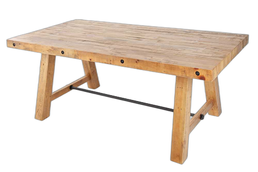 Massiver Esstisch FINCA 200cm vintage braun recyceltes Pinienholz Industrial Design