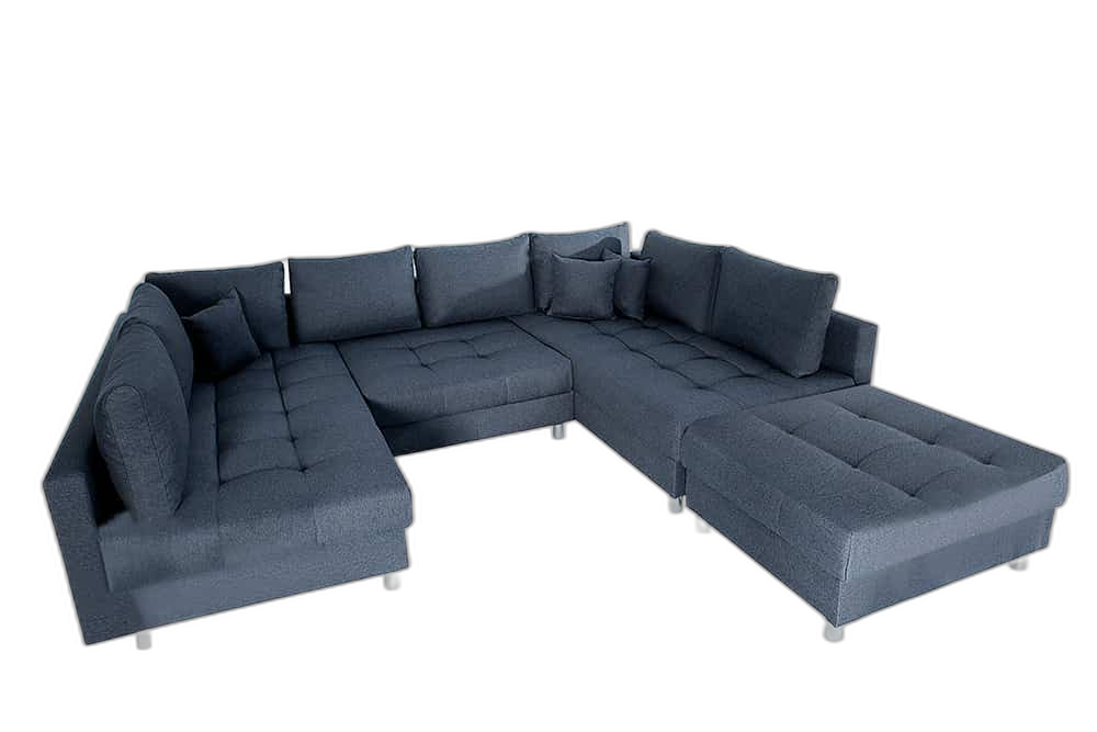 Moderne XXL Wohnlandschaft KENT 305cm anthrazit Federkern Bigsofa inkl. Hocker